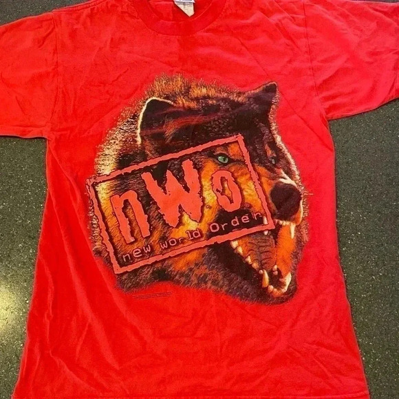 Vintage 90s WCW NWO Wolfpac Wrestling Shirt Too Sweet Nash, Hogan, Sting  Sz M - Picture 3 of 11